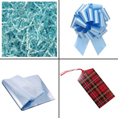 BULK Gift Basket Kit - (Large) TARTAN EASY FOLD TRAY / BLUE ACCESSORIES x10