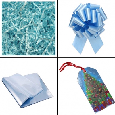 BULK Gift Basket Kit - (Large) CHRISTMAS TREE EASY FOLD TRAY / BLUE ACCESSORIES x10