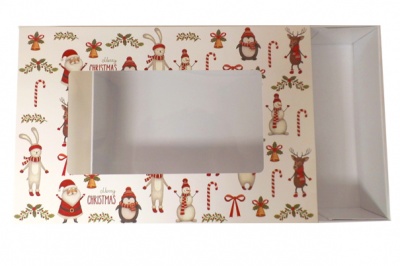 10 x Easy Fold Trays with Sleeves - (35x24x8cm) LARGE WHITE TRAYS/CHRISTMAS CHARACTER SLEEVES