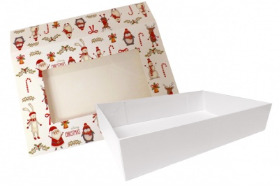 10 x Easy Fold Trays with Sleeves - (35x24x8cm) LARGE WHITE TRAYS/CHRISTMAS CHARACTER SLEEVES