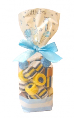 CANDY BAGS (pk 50) with Block Bottom and Twist Ties - LITTLE BOY (small)