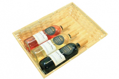 Complete Gift Basket Kit - (41x30x8cm) BAMBOO TRAY / GOLD ACCESSORIES