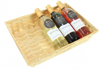 Complete Gift Basket Kit - (41x30x8cm) BAMBOO TRAY / GOLD ACCESSORIES