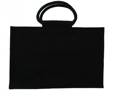 MEDIUM Open Jute Bag with Cotton Corded Handles - 30x12x20cm high - BLACK