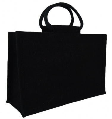 MEDIUM Open Jute Bag with Cotton Corded Handles - 30x12x20cm high - BLACK