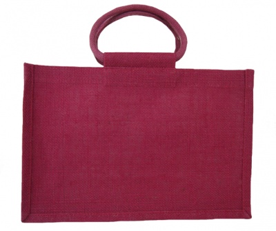 MEDIUM Open Jute Bag with Cotton Corded Handles - 30x12x20cm high - RED WINE