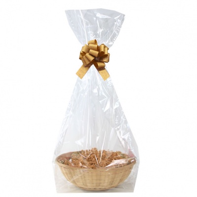 BULK Gift Basket Kit - MEDIUM ROUND BAMBOO / GOLD ACCESSORIES x10