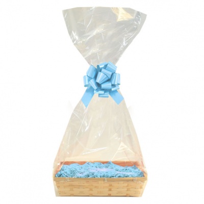 Complete Gift Basket Kit - (41x30x8cm) BAMBOO TRAY / BLUE ACCESSORIES