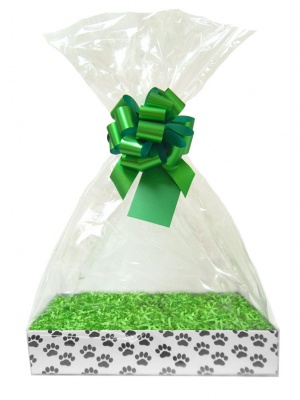 Complete Gift Basket Kit - (Small) PAW PRINTS EASY FOLD TRAY/GREEN ACCESSORIES