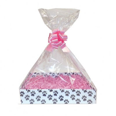 Complete Gift Basket Kit - (Small) PAW PRINTS EASY FOLD TRAY/PINK ACCESSORIES