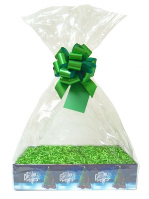 Complete Gift Basket Kit - (Small) CHRISTMAS TREE EASY FOLD TRAY/GREEN ACCESSORIES