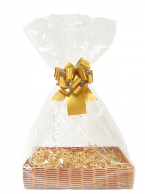 Complete Gift Basket Kit - (Small) WICKER EASY FOLD TRAY/GOLD ACCESSORIES
