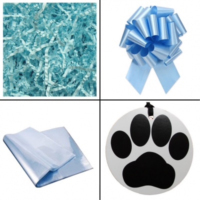BULK Gift Basket Kit - (Medium) PAW PRINT EASY FOLD TRAY / BLUE ACCESSORIES x10