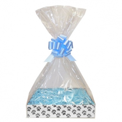 BULK Gift Basket Kit - (Medium) PAW PRINT EASY FOLD TRAY / BLUE ACCESSORIES x10