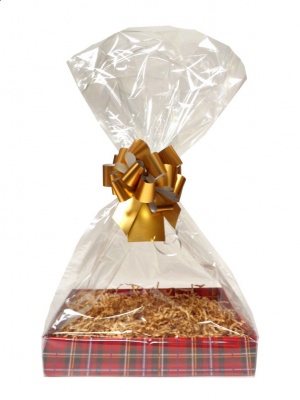 Complete Gift Basket Kit - (Medium) TARTAN EASY FOLD TRAY / GOLD ACCESSORIES