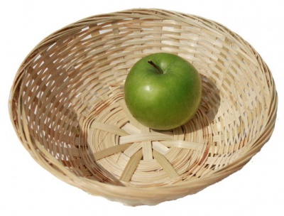 Complete Gift Basket Kit - (23cm diameter) BAMBOO MEDIUM ROUND / RED ACCESSORIES