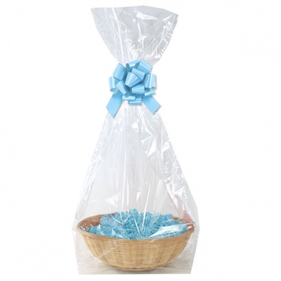 Complete Gift Basket Kit - (30cm diameter) BAMBOO LARGE ROUND / BLUE ACCESSORIES