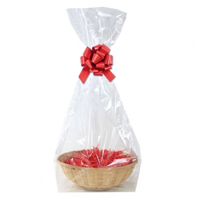 BULK Gift Basket Kit - LARGE ROUND BAMBOO / RED ACCESSORIES x10
