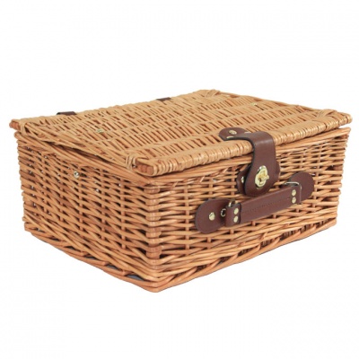Superior NATURAL WICKER Hamper (14'') with Eco-Friendly GOLD Bow - MEDIUM