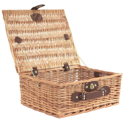 Superior NATURAL WICKER Hamper (14'') with Eco-Friendly GREEN Bow - MEDIUM