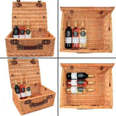 BULK Gift Basket Kit - 18'' NATURAL HAMPER / RED ACCESSORIES x10