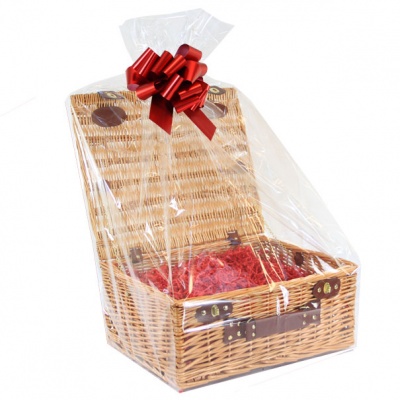 BULK Gift Basket Kit - 18'' NATURAL HAMPER / RED ACCESSORIES x10