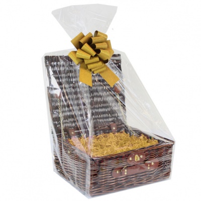 BULK Gift Basket Kit - 12'' VINTAGE BROWN HAMPER / GOLD ACCESSORIES x10