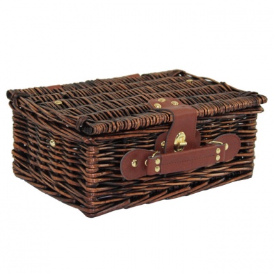 BULK Gift Basket Kit - 12'' VINTAGE BROWN HAMPER / RED ACCESSORIES x10
