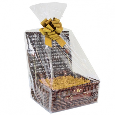 BULK Gift Basket Kit - 14'' VINTAGE BROWN HAMPER / GOLD ACCESSORIES x10