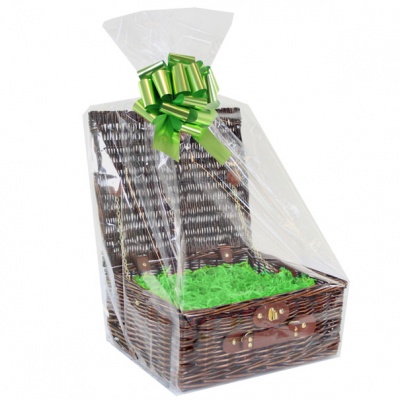 BULK Gift Basket Kit - 14'' VINTAGE BROWN HAMPER / LIGHT GREEN ACCESSORIES x10