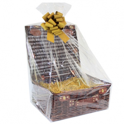 BULK Gift Basket Kit - 18'' VINTAGE BROWN HAMPER / GOLD ACCESSORIES x10