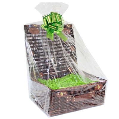 BULK Gift Basket Kit - 18'' VINTAGE BROWN HAMPER / LIGHT GREEN ACCESSORIES x10