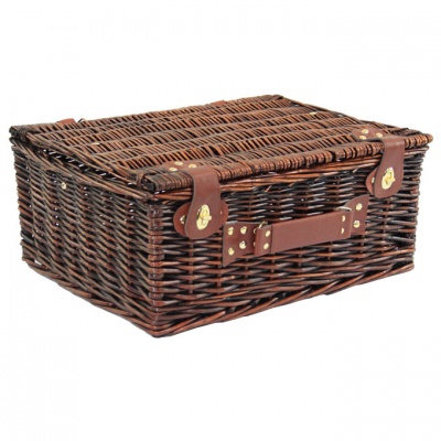 BULK Gift Basket Kit - 18'' VINTAGE BROWN HAMPER / RED ACCESSORIES x10