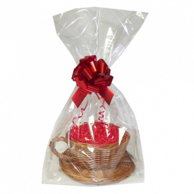 Gift Basket Kit - WICKER CUP & SAUCER / RED ACCESSORIES