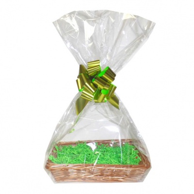 BULK Gift Basket Kit - 30cm STEAMED WICKER TRAYS / LIGHT GREEN ACCESSORIES x10