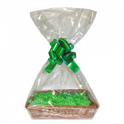 Complete Gift Basket Kit - (32x21x7cm) STEAMED WICKER TRAY / GREEN ACCESSORIES