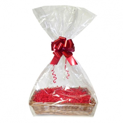 BULK Gift Basket Kit - 30cm STEAMED WICKER TRAYS / RED ACCESSORIES x10