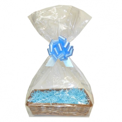 Complete Gift Basket Kit - (41x30x8cm) STEAMED WICKER TRAY / BLUE ACCESSORIES