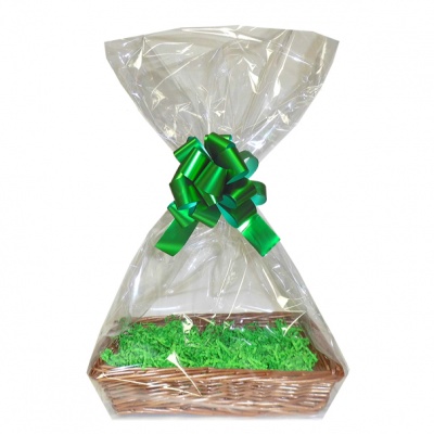 Complete Gift Basket Kit - (36x23x8cm) STEAMED WICKER TRAY / GREEN ACCESSORIES