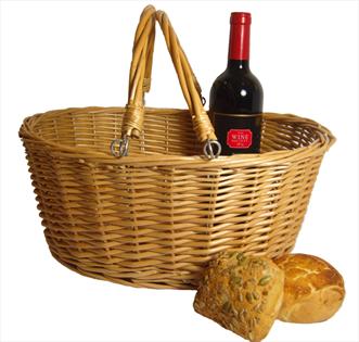 Wicker Shopping Basket with Folding Handles - LARGE NATURAL 41cm