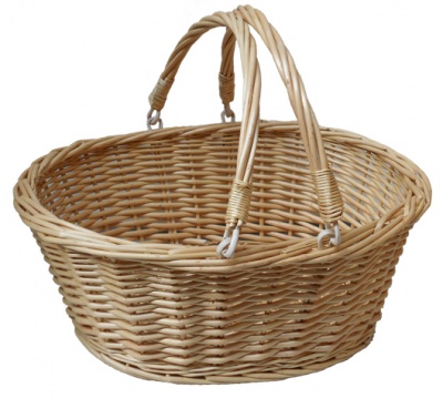 Wicker Shopping Basket with Folding Handles - LARGE NATURAL 41cm