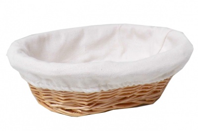 Oval Wicker Basket (large) - 26x20x8cm (natural with cream lining)