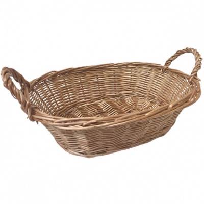 Oval Wicker Basket with Handles - 31x21x9cm (light brown)