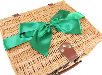 Eco-Friendly Hand-Tied 24cm Satin Bow on Ribbon - GREEN