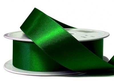 Eco Friendly Double Faced Satin Ribbon - 25mm x 20m - HUNTER GREEN