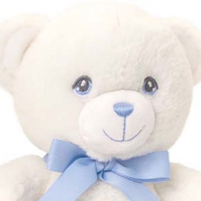 Eco Friendly BABY BEAR by Keel Toys - 15cm CREAM/BLUE