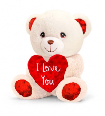 Eco Friendly VALENTINE'S DAY Teddy by Keel Toys - WHITE / HEART