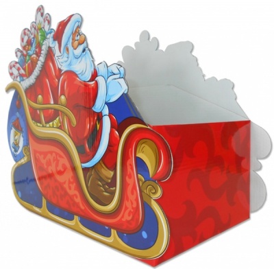 Complete Gift Box Kit - (large) with Tissue, Bag, Bow and Tag - SANTA SLEIGH