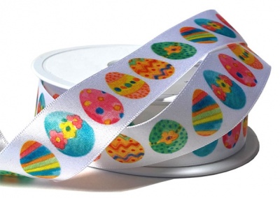 Eco Friendly Satin Ribbon - 25mm x 20m - EASTER EGGS