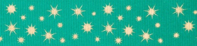 Grosgrain Ribbon - 25mm x 20m - STARS GREEN